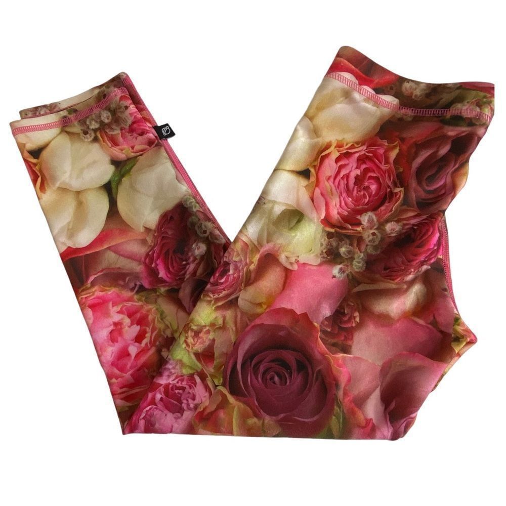 Terez Gorgeous Floral Roses Print Yoga Pants Leggings
